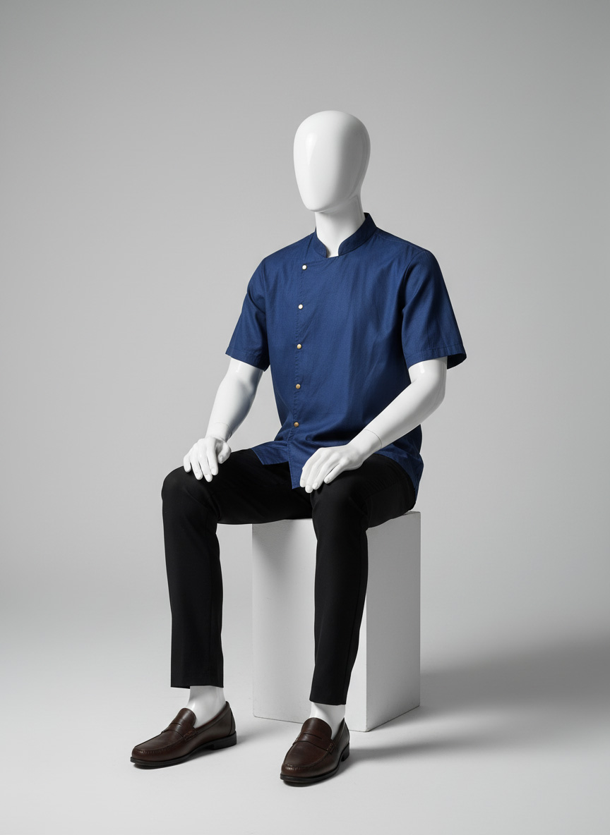 ELITE CHEF COAT BUTTON KNOP - NAVY BLUE - Gambar 2