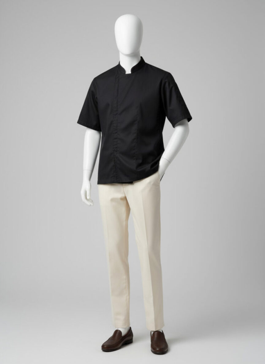 SIGNATURE CHEF COAT ZIP - BLACK