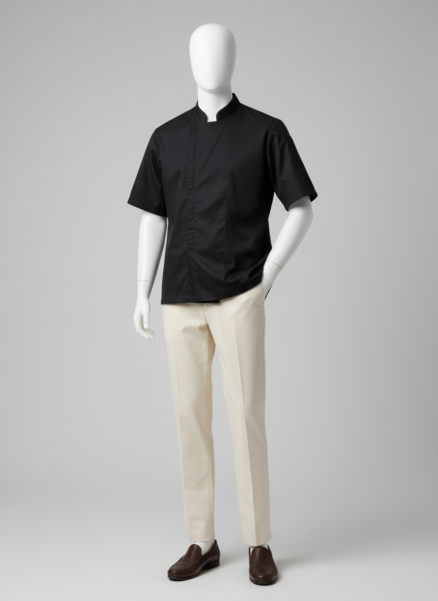 SIGNATURE CHEF COAT ZIP - BLACK