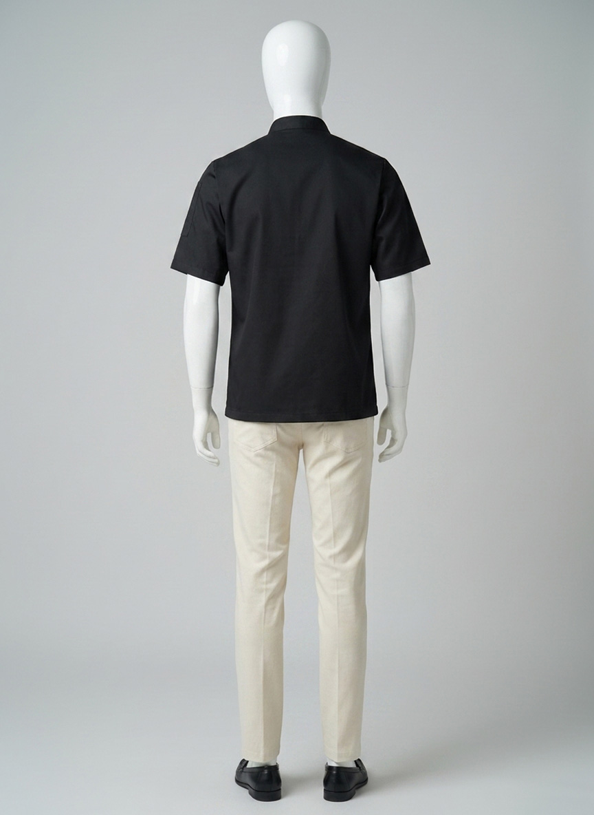 SIGNATURE CHEF COAT ZIP - BLACK - Gambar 2